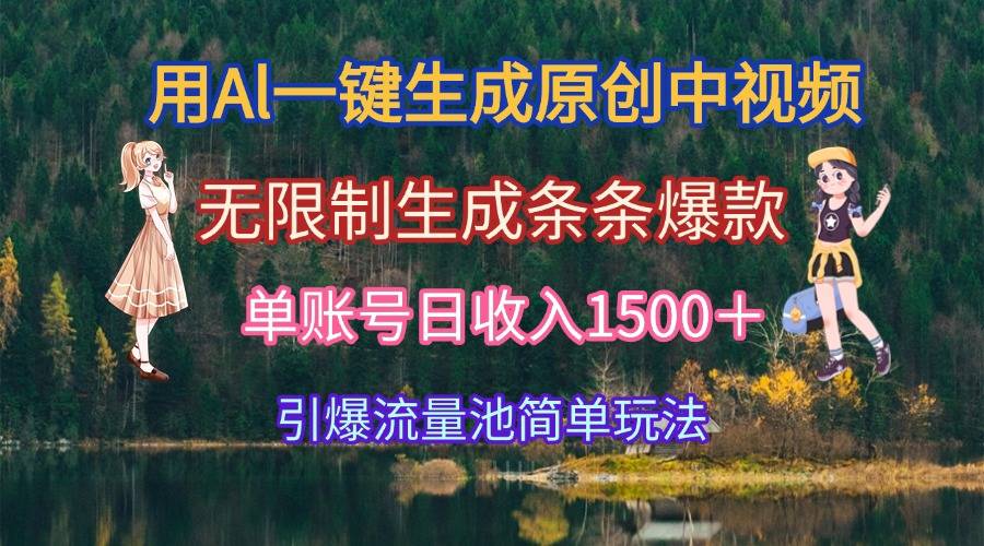 用Al一键生成原创中视频，无限制生成条条爆款，单账号日收入1500＋引爆...-云启源码