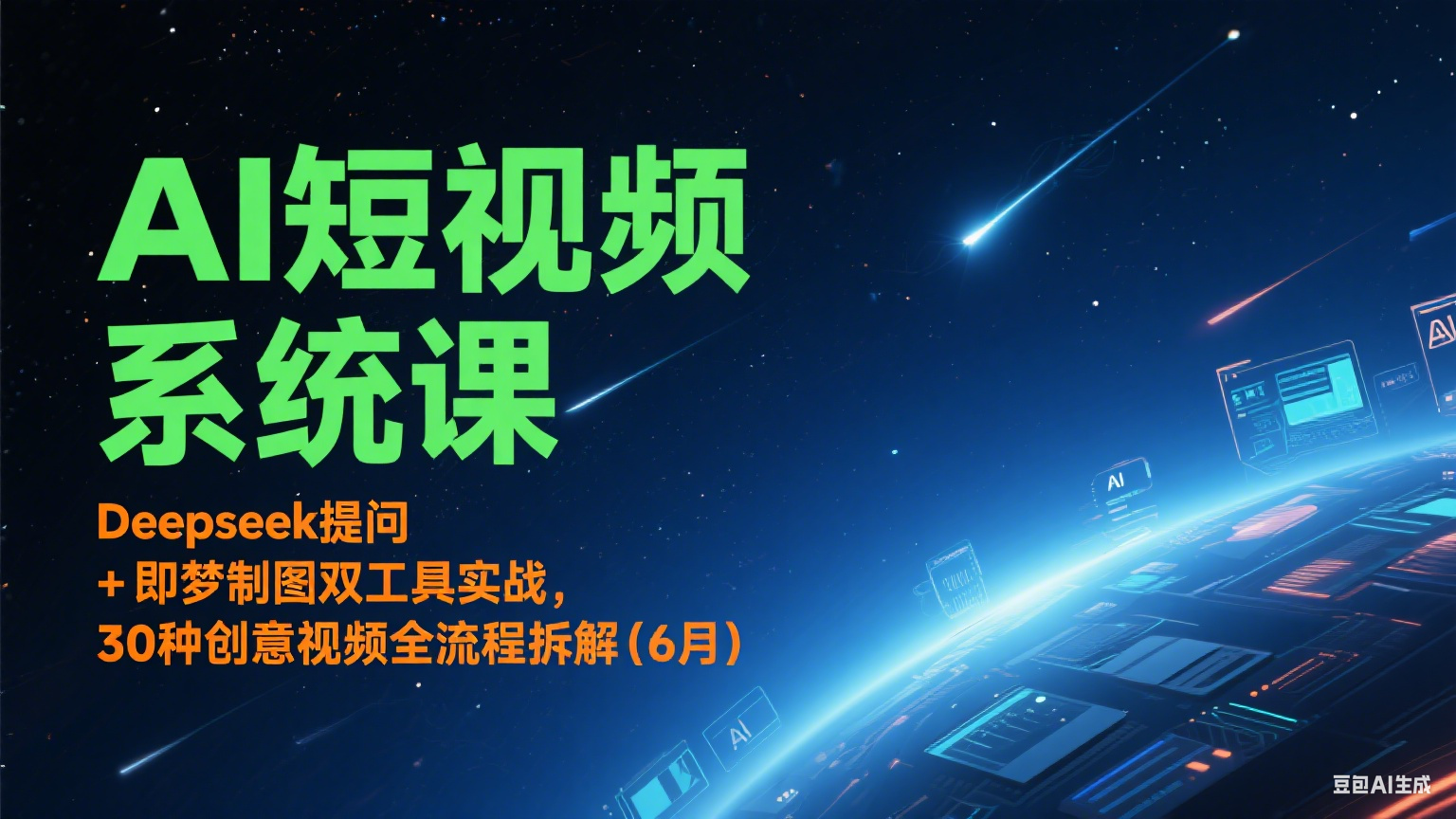 AI短视频系统课：Deepseek提问 + 即梦制图双工具实战，30种创意视频全流程拆解(6月)-云启源码