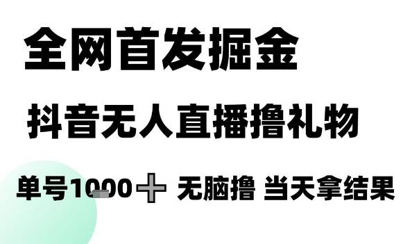 全网首发掘金抖音无人直播撸礼物，单号1k +无脑撸，当天拿结果【揭秘】-云启源码