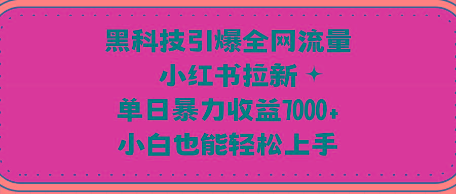(9679期)黑科技引爆全网流量小红书拉新，单日暴力收益7000+，小白也能轻松上手-云启源码