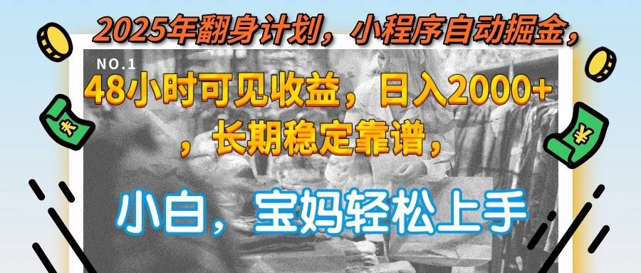 2025年翻身计划，小程序自动掘金48小时可见收益，日入2000+，长期稳定...-云启源码
