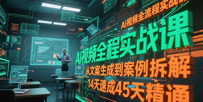 AI视频全流程实战课，从文案生成到案例拆解，14天速成45天精通-云启源码
