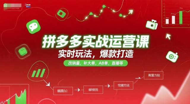 拼多多实战运营课，实时玩法，爆款打造，改销量，补大单，AB单，直播等(更新2025月)-云启源码