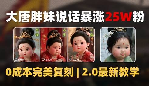 AI大唐胖贵妃说话2.0，40条视频暴涨40w粉，附独家变现攻略-云启源码