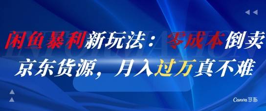闲鱼暴利新玩法：零成本倒卖京东货源，月入过1W真不难-云启源码