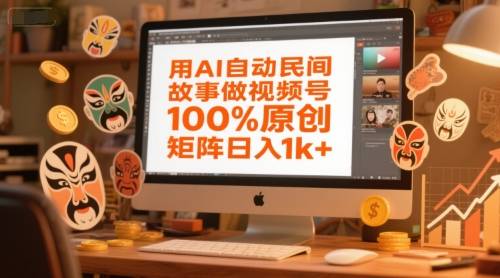 用AI自动民间故事做视频号，100%原创，矩阵日入1k+-云启源码