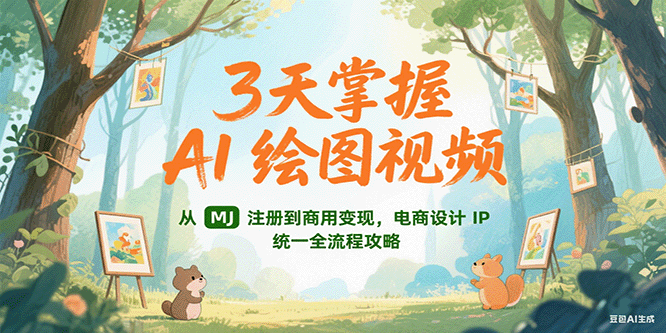 3天掌握AI绘图视频，从MJ 注册到商用变现，电商设计IP统一全流程攻略-云启源码