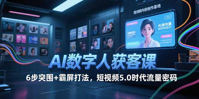 AI数字人获客课，6步突围+霸屏打法，短视频5.0时代流量密码-云启源码