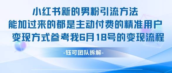 小红书全新男粉引流实操方法，日引流100多精准男粉-云启源码