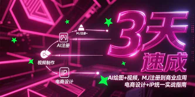 3天速成AI绘图+视频，MJ注册到商业应用，电商设计+IP统一实战指南-云启源码