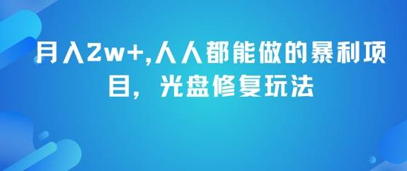 月入2w+，人人都能做的暴利项目，光盘修复玩法-云启源码