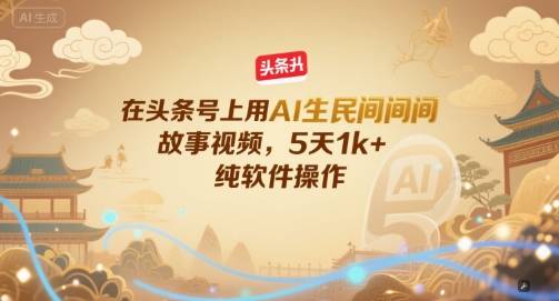 在头条号上用AI生民间故事视频，5天1k+，纯软件操作-云启源码