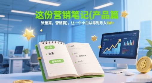这份营销笔记(产品篇，流量篇，营销篇)，让一个小白从零到月入1W+-云启源码
