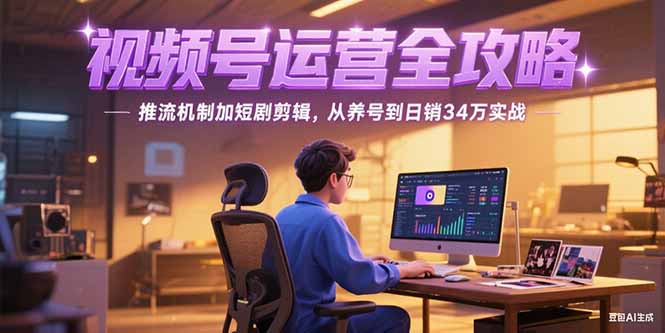2025视频号运营全攻略，推流机制加短剧剪辑，从养号到日销34万实战-云启源码