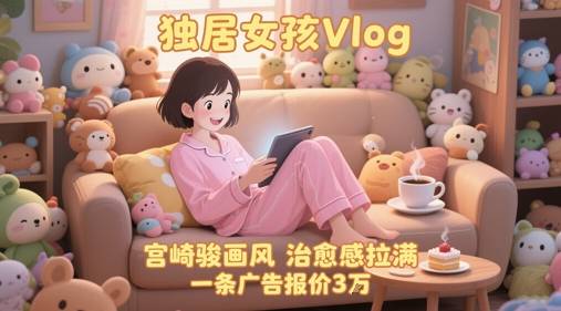 单个账号涨粉71W！用AI制作独居女孩Vlog，宫崎骏画风，治愈感拉满，一条广告报价3W-云启源码