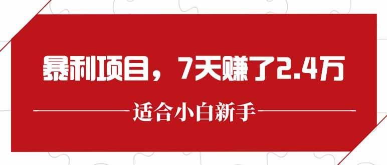 最新暴利项目，每单收益轻松在300以上，7天赚了2.4万-云启源码