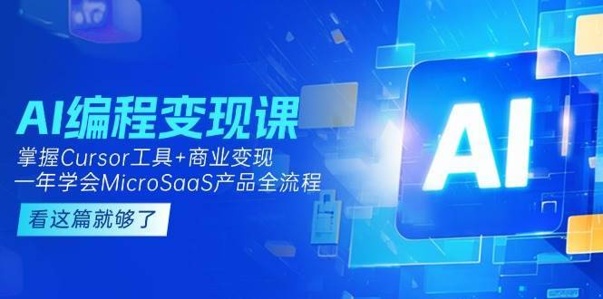AI编程变现课：掌握Cursor工具+商业变现，一年学会MicroSaaS产品全流程-云启源码