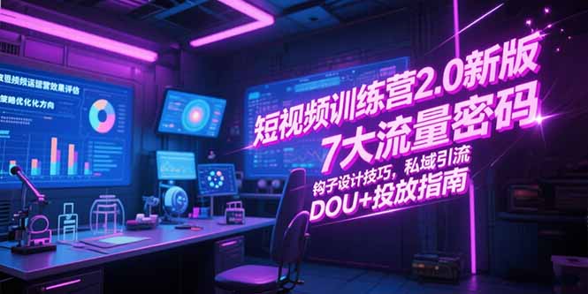 短视频训练营2.0新版，7大流量密码/钩子设计技巧/私域引流/DOU+投放指南-云启源码