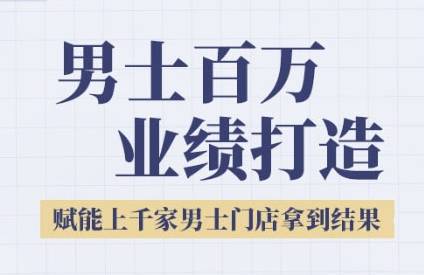 2025男士美业百万业绩打造，赋能上千家男士门店拿到结果-云启源码