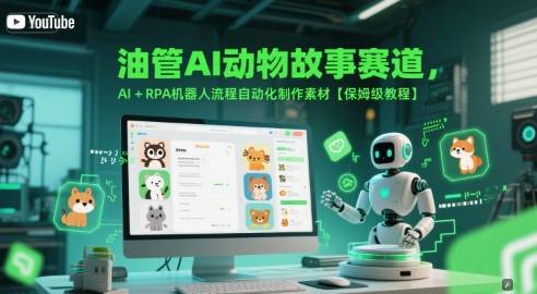 油管AI动物故事赛道，AI+RPA机器人流程自动化制作素材【保姆级教程】-云启源码