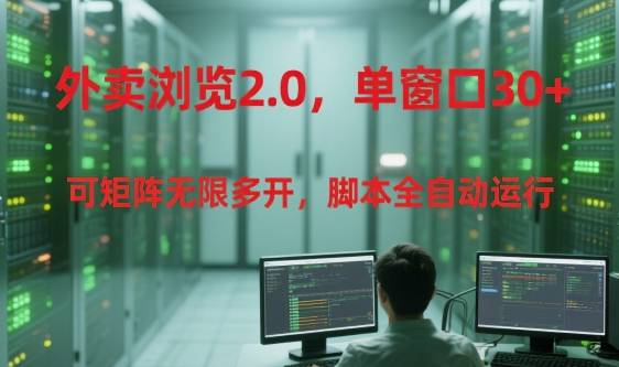 外卖浏览2.0，单窗口30+可矩阵无限多开，脚本全自动运行【揭秘】-云启源码