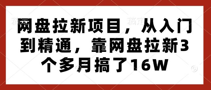 网盘拉新项目，从入门到精通，靠网盘拉新3个多月搞了16W-云启源码