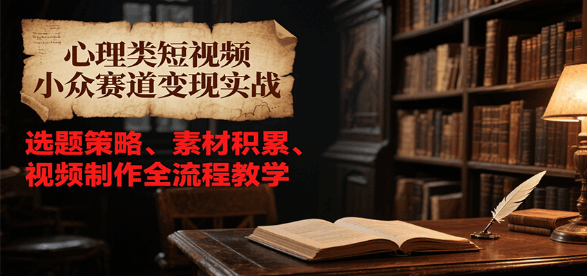心理类短视频小众赛道变现实战，选题策略、素材积累、视频制作全流程教学-云启源码