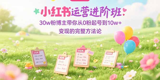 小红书运营进阶班：30w粉博主带你从0粉起号到10w+变现的完整方法论-云启源码