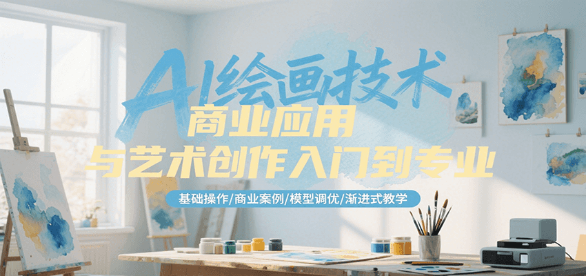 AI绘画技术商业应用与艺术创作入门到专业，基础操作/商业案例/模型调优/渐进式教学-云启源码