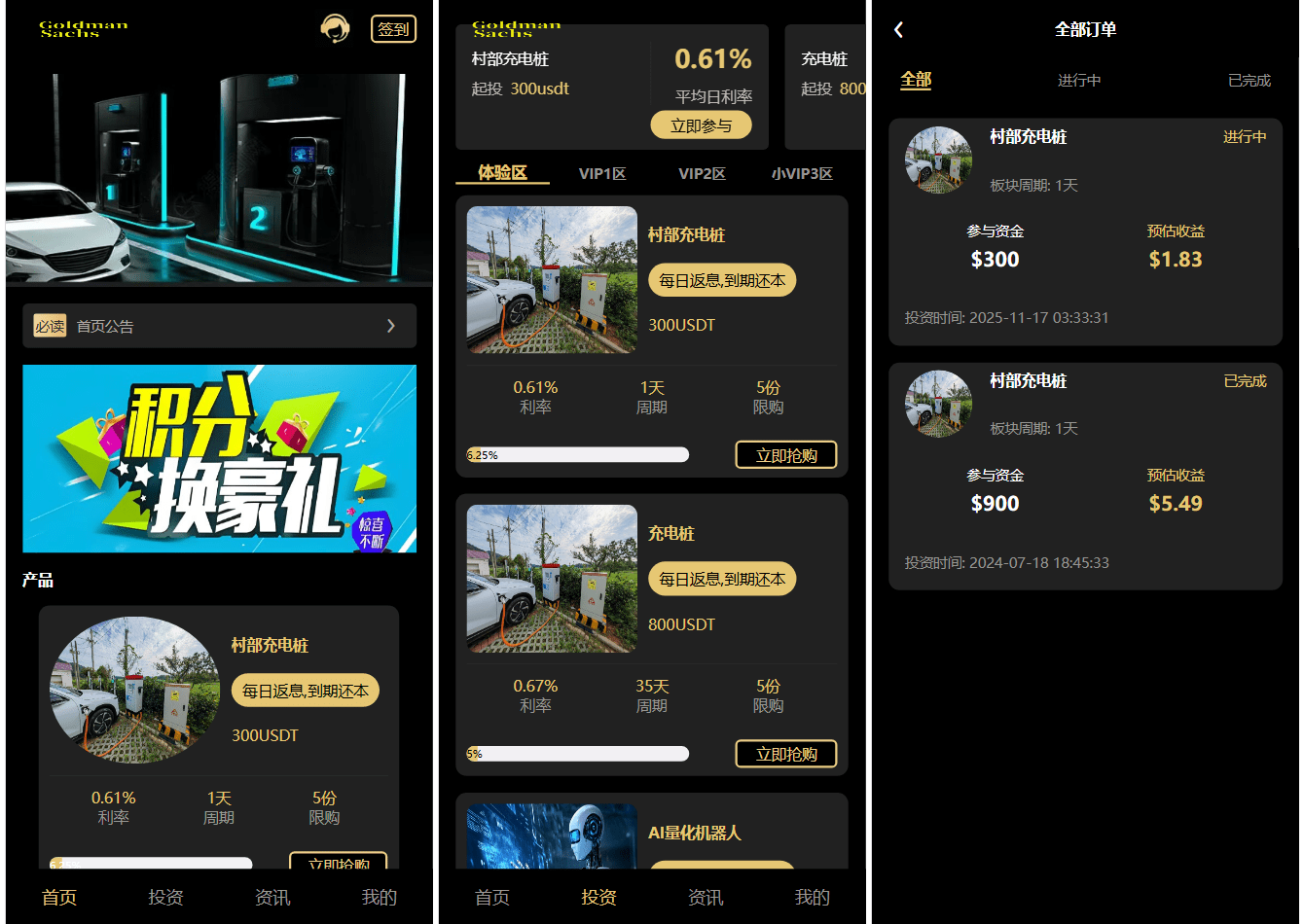Fidelity充电桩投资理财系统源码-前端uniapp纯源码+后端PHP-云启源码