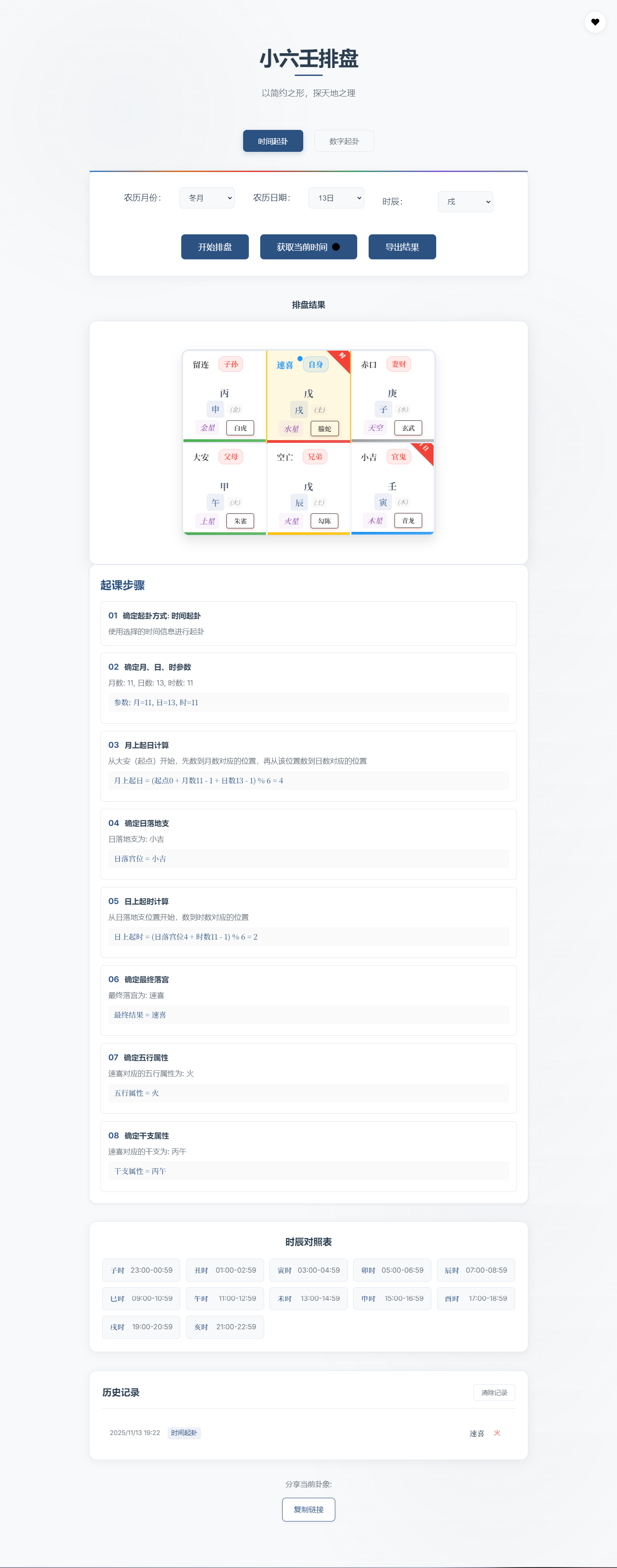 小六壬排盘工具源码 自适应双端-云启源码