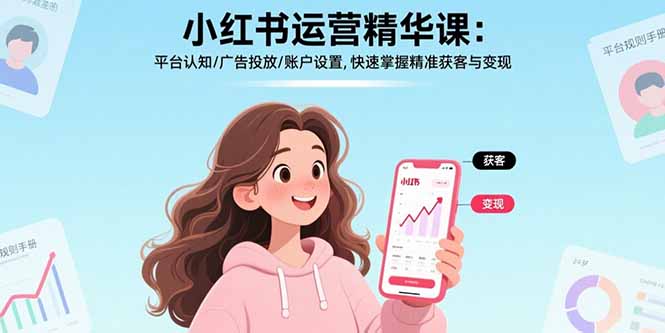 小红书运营精华课-更新：平台认知/广告投放/账户设置,快速掌握精准获客与变现-云启源码