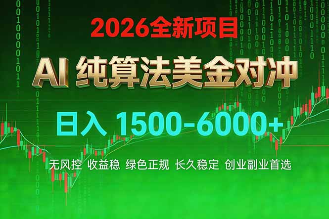 2026 全新美金对冲项目，不套平台赠金，不封号，纯算法对冲，日入 1500-6000+-云启源码
