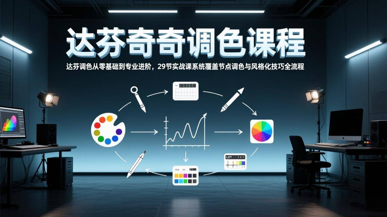 达芬奇调色从零基础到专业进阶，29节实战课系统覆盖节点调色与风格化技巧全流程-云启源码