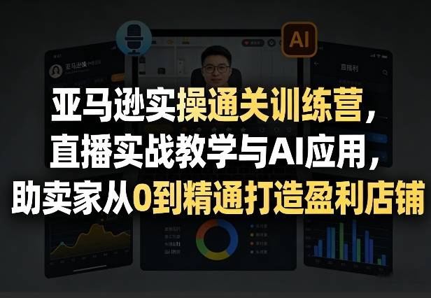 亚马逊实操通关训练营，直播实战教学与AI应用，助卖家从0到精通打造盈利店铺(更新3月)-云启源码