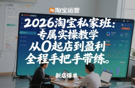 2026淘宝私家班：专属实操教学，从0起店到盈利，全程手把手带练(更新26年3月)-云启源码
