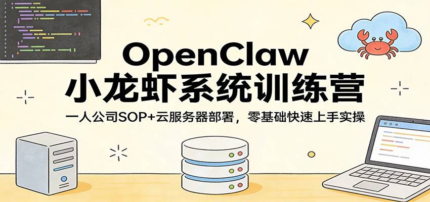 OpenClaw小龙虾系统训练营：一人公司SOP，云服务器部署，零基础快速上手实操-云启源码