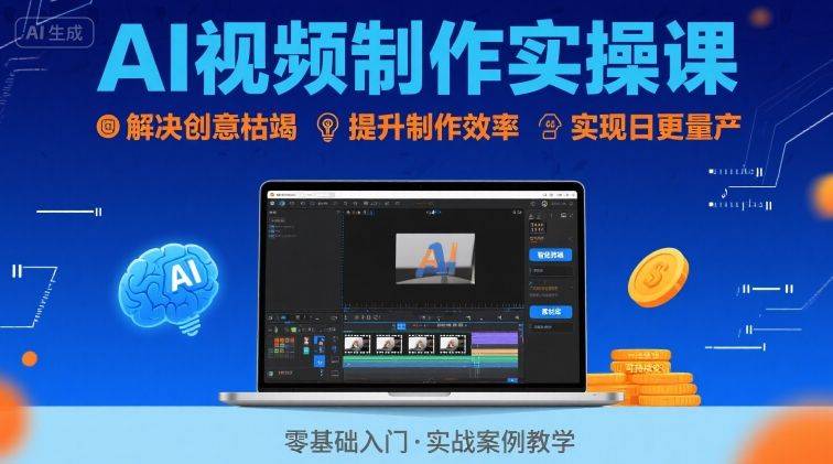Ai视频制作实操课，解决创意枯竭、效率低下痛点，实现日更量产可持续变现(更新26年3月)-云启源码