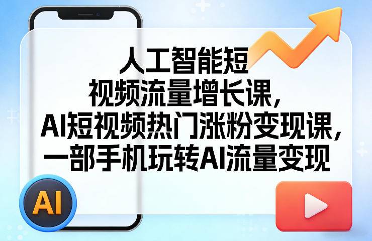 人工智能短视频流量增长课，AI短视频热门涨粉变现课，一部手机玩转AI流量变现-云启源码