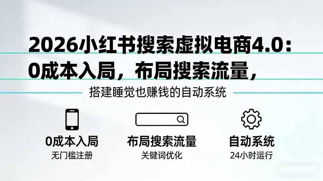 2026小红书搜索虚拟电商4.0：0成本入局，布局搜索流量，搭建睡觉也赚钱的自动系统-云启源码