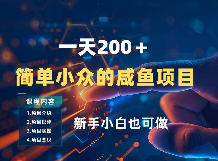 一天收入2张，一个简单小众的咸鱼项目，0门槛小白也能做-云启源码