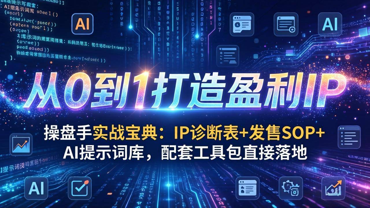 操盘手实战宝典：IP诊断表+发售SOP+AI提示词库，配套工具包直接落地，从0到1打造盈利IP-云启源码