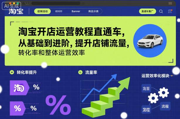 淘宝开店运营教程直通车，从基础到进阶，提升店铺流量，转化率和整体运营效率(更新26年3月)-云启源码