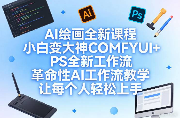 AI绘画全新课程，小白变大神COMFYUI+PS全新工作流，革命性AI工作流教学，让每个人轻松上手-云启源码