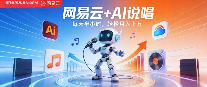 网易云+AI说唱，每天半小时，AI内容创作+流量变现，轻松月入1W-云启源码