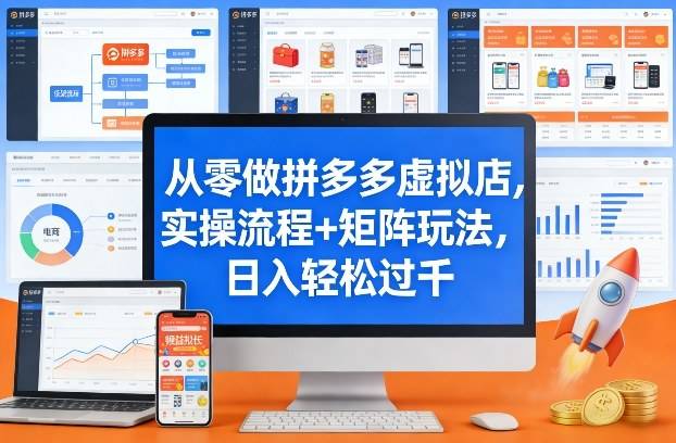 从零做拼多多虚拟店，实操流程+矩阵玩法，日入轻松过千【揭秘】-云启源码