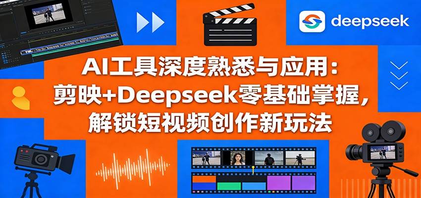 AI工具深度熟悉与应用：剪映+Deepseek零基础掌握，解锁短视频创作新玩法-云启源码