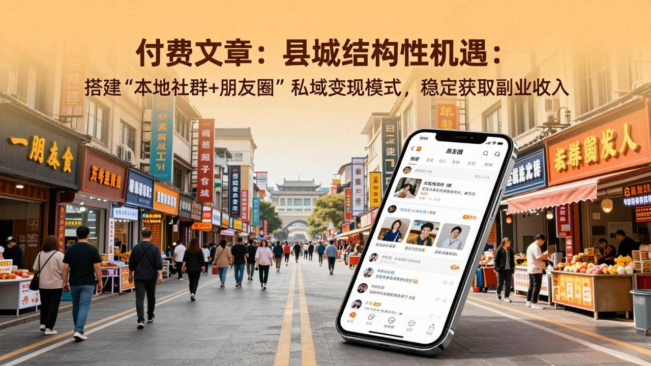 付费文章：县城结构性机遇：搭建“本地社群+朋友圈”私域变现模式，稳定获取副业收入-云启源码