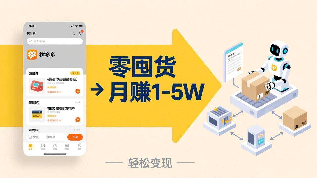 不用囤货不用跑单！拼多多虚拟玩法，机器人管理发货和客服，帮你月赚 1-5W-云启源码