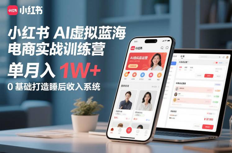 小红书AI虚拟蓝海电商实战训练营，单月入1W+，0基础打造睡后收入系统(更新)-云启源码